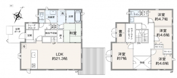 横浜市都筑区加賀原、中古一戸建ての間取り画像です