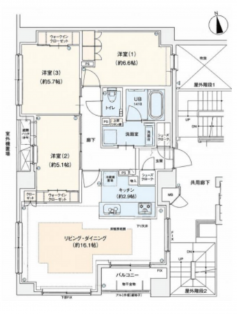 横浜市都筑区茅ケ崎中央、中古マンションの間取り画像です