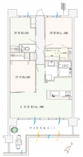 横浜市都筑区早渕、中古マンションの間取り画像です