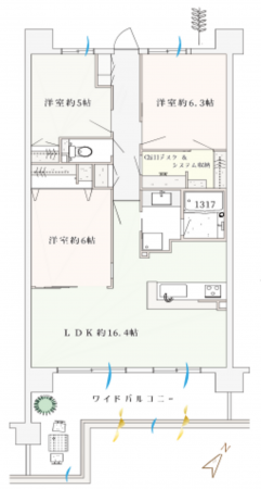 横浜市都筑区早渕、中古マンションの間取り画像です