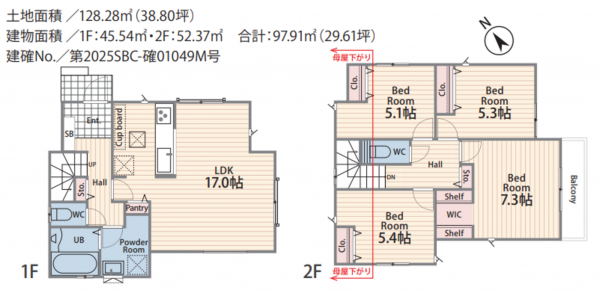 横浜市都筑区池辺町、新築一戸建ての間取り画像です