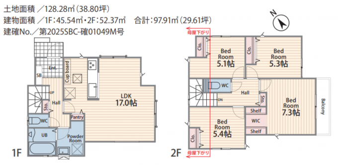 横浜市都筑区池辺町、新築一戸建ての間取り画像です