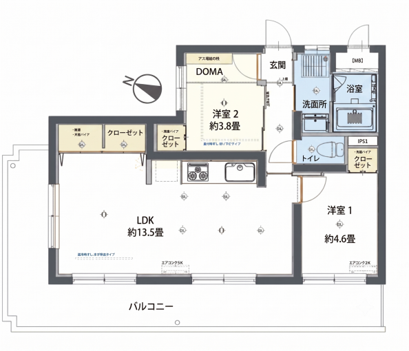 横浜市都筑区川和町、中古マンションの間取り画像です