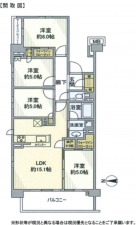 横浜市都筑区茅ケ崎南、中古マンションの間取り画像です