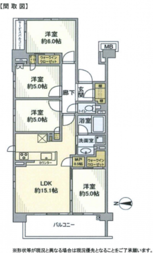 横浜市都筑区茅ケ崎南、中古マンションの間取り画像です