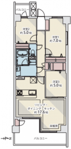 横浜市都筑区仲町台、中古マンションの間取り画像です