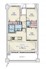 横浜市都筑区牛久保東、中古マンションの間取り画像です