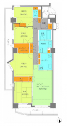横浜市都筑区茅ケ崎東、中古マンションの間取り画像です