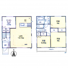 板橋区東新町、新築一戸建ての間取り画像です