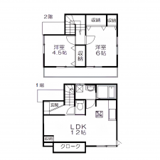 板橋区赤塚、中古一戸建ての間取り画像です