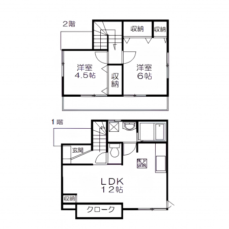 板橋区赤塚、中古一戸建ての間取り画像です