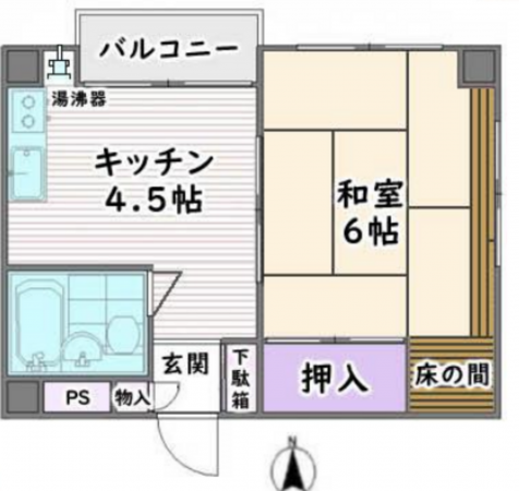 板橋区大和町、中古マンションの間取り画像です