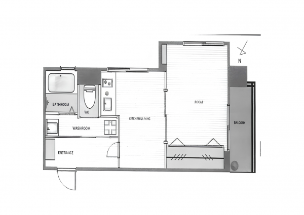板橋区本町、中古マンションの間取り画像です
