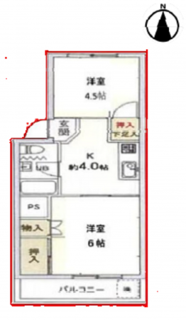板橋区小茂根、中古マンションの間取り画像です