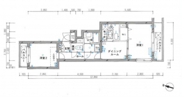 板橋区富士見町、中古マンションの間取り画像です