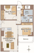 板橋区大和町、中古マンションの間取り画像です