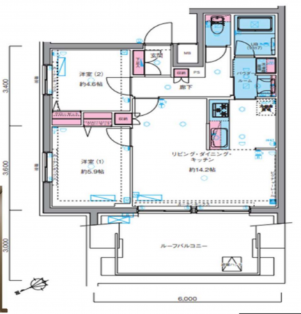 板橋区三園、中古マンションの間取り画像です