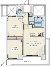板橋区中丸町、中古マンションの間取り画像です