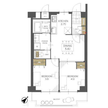板橋区小茂根、中古マンションの間取り画像です