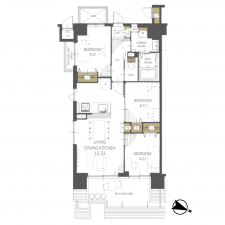 板橋区志村、中古マンションの間取り画像です
