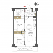 板橋区大山東町、中古マンションの間取り画像です