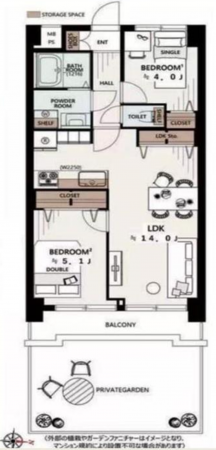 板橋区小茂根、中古マンションの間取り画像です