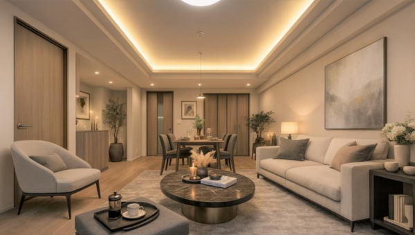 板橋区小茂根、中古マンションの居間画像です