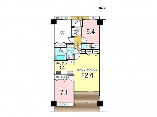 板橋区小茂根、中古マンションの間取り画像です