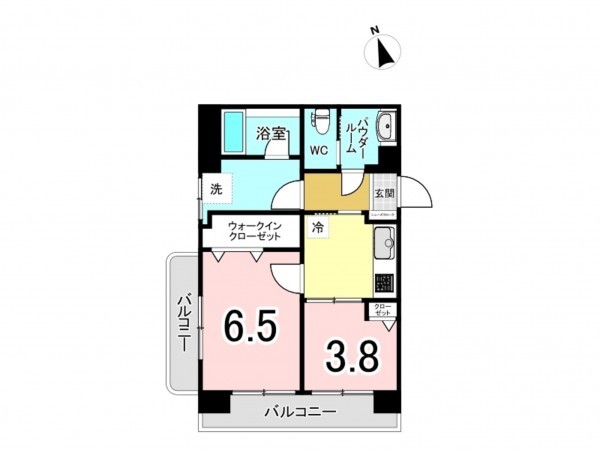 板橋区赤塚新町、中古マンションの間取り画像です
