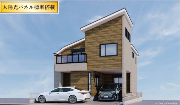 板橋区三園、新築一戸建ての完成予想図（外観）画像です