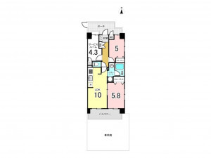 板橋区仲町、中古マンションの間取り画像です