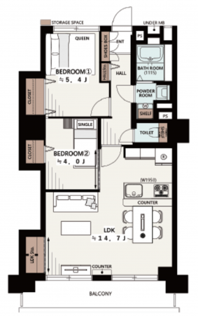 板橋区南町、中古マンションの間取り画像です