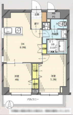 板橋区板橋、中古マンションの間取り画像です
