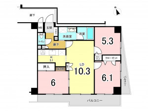 板橋区東新町、中古マンションの間取り画像です