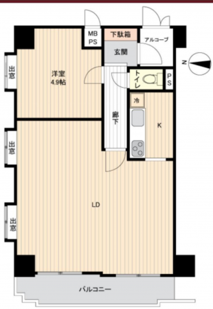 板橋区熊野町、中古マンションの間取り画像です