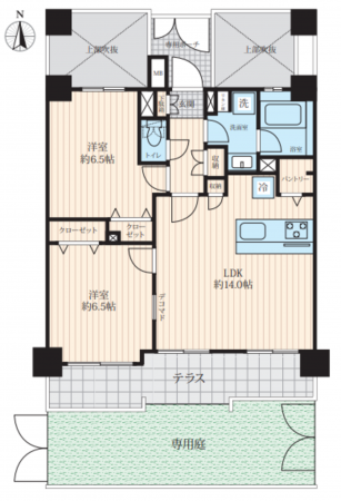 板橋区小茂根、中古マンションの間取り画像です
