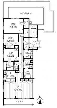 板橋区小茂根、中古マンションの間取り画像です