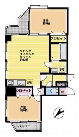 板橋区大山金井町、中古マンションの間取り画像です