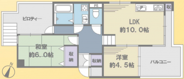 板橋区成増、中古マンションの間取り画像です