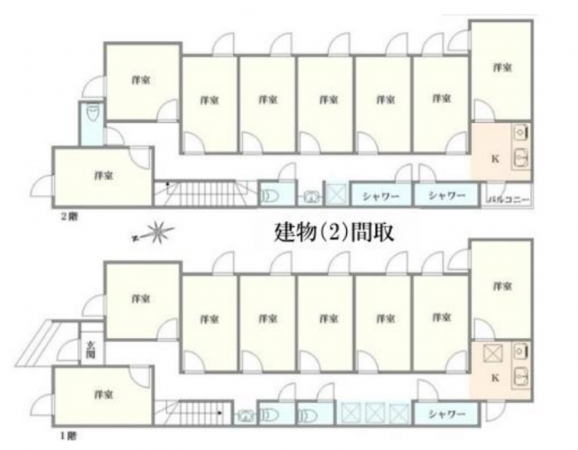 板橋区東山町、収益物件/アパートの建築プラン例画像です
