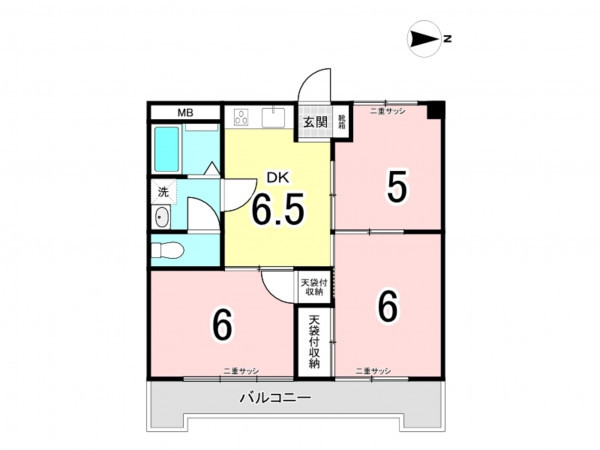 板橋区常盤台、中古マンションの間取り画像です