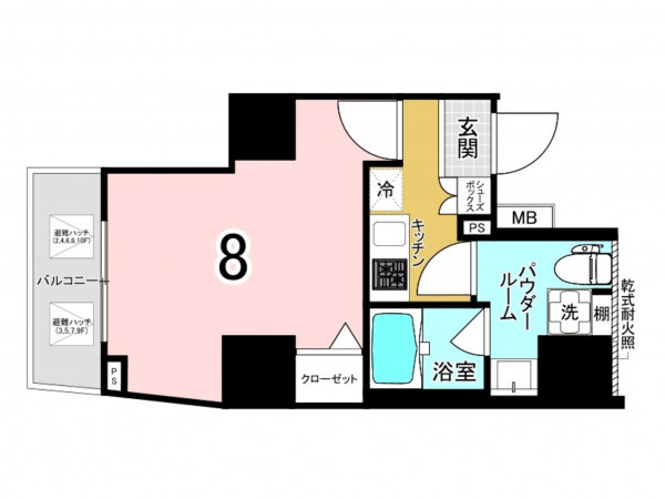 板橋区板橋、中古マンションの間取り画像です