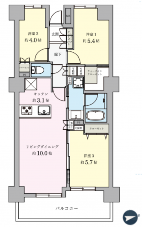 板橋区板橋、中古マンションの間取り画像です
