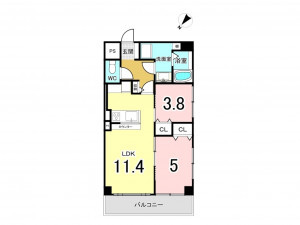 板橋区本町、中古マンションの間取り画像です