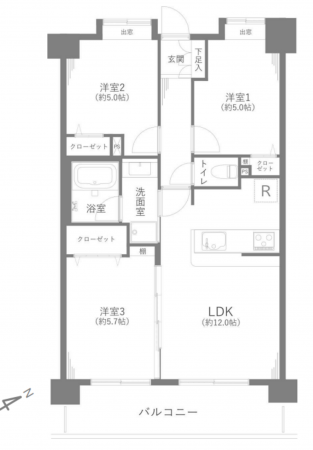 板橋区三園、中古マンションの間取り画像です