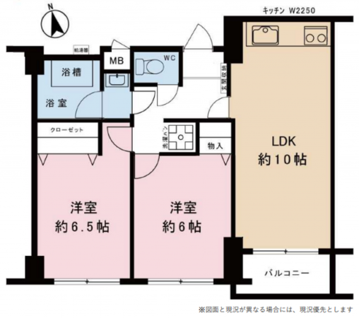 板橋区上板橋、中古マンションの間取り画像です