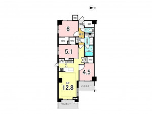 板橋区向原、中古マンションの間取り画像です