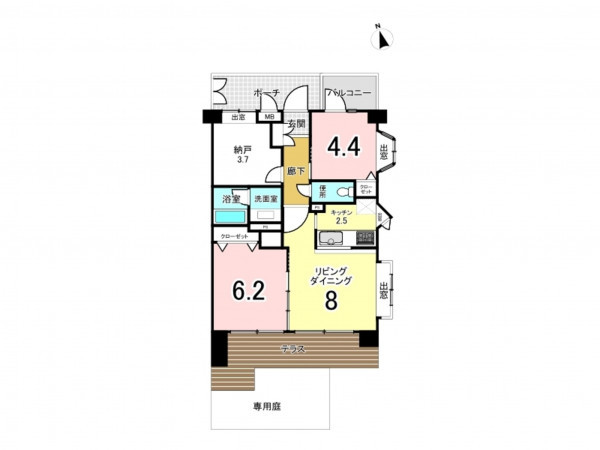 板橋区東新町、中古マンションの間取り画像です