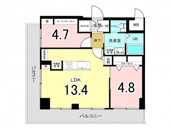 板橋区熊野町、中古マンションの間取り画像です