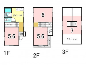 板橋区弥生町、中古一戸建ての間取り画像です